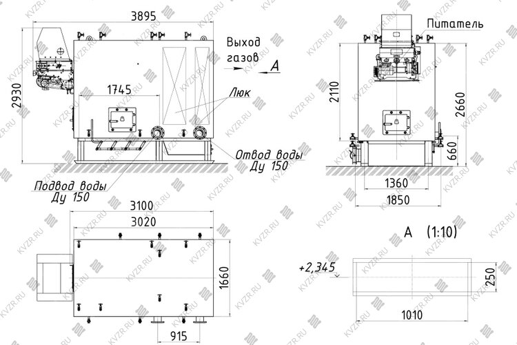 Чертеж котла КВм 2.0 с ЗП РПК